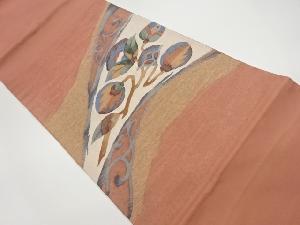 すくい織抽象枝葉に花模様織出し洒落袋帯